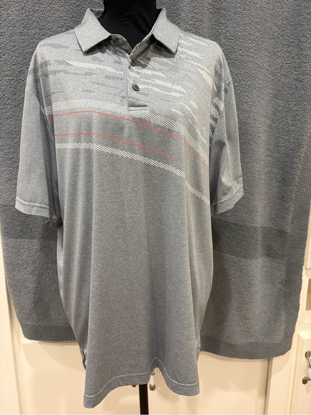 Hogan Light Gray Polo with Subtle Stripe Accents